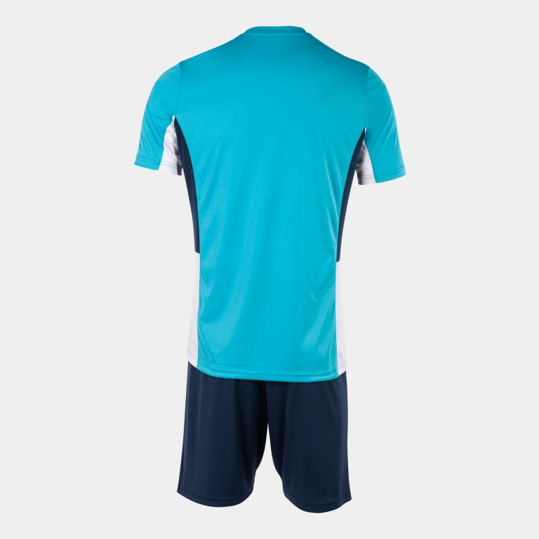Joma Danubio II Shirt/Short Set (Turquoise Fluor/White/Dark Navy)