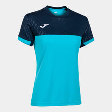 Load image into Gallery viewer, Joma Montreal Ladies T-Shirt (Turquoise Fluor/Dark Navy)