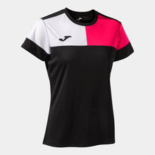 Load image into Gallery viewer, Joma Crew V Ladies SS Shirt (Black/Raspberry Fluor/White)