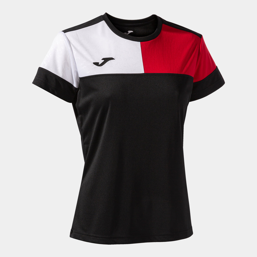 Joma Crew V Ladies SS Shirt (Black/Red/White)