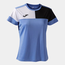 Load image into Gallery viewer, Joma Crew V Ladies SS Shirt (Sky Blue/Dark Navy/White)