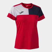 Load image into Gallery viewer, Joma Crew V Ladies SS Shirt (Red/Dark Navy/White)