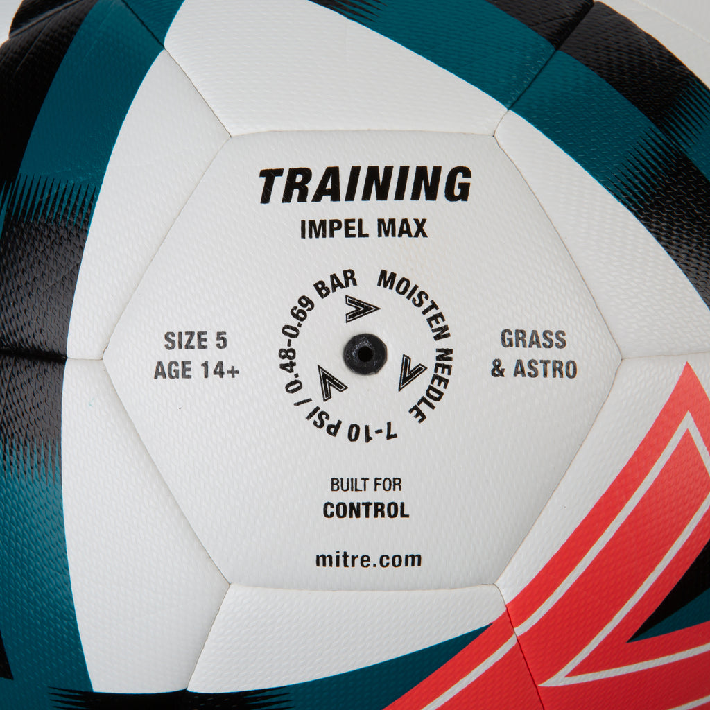 Mitre Impel Max Training Football (White/Black/Blood Orange/Pitch Green)
