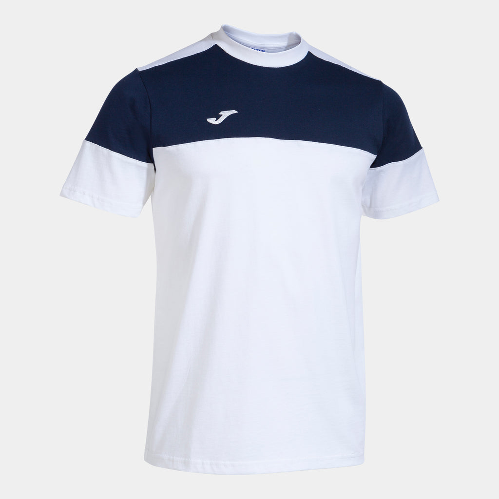 Joma Crew V Cotton T-Shirt (White/Dark Navy)