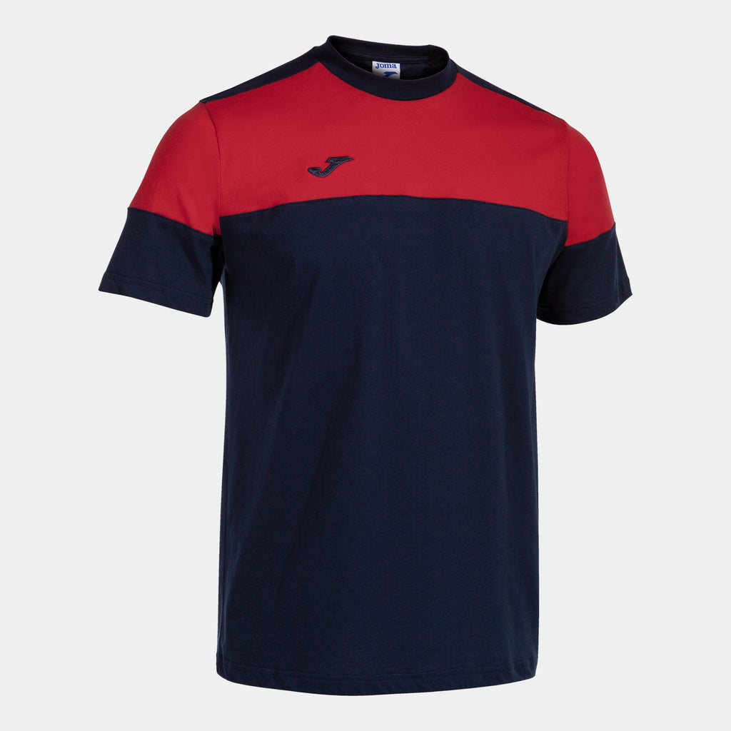 Joma Crew V Cotton T-Shirt (Dark Navy/Red)