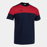 Joma Crew V Cotton T-Shirt (Dark Navy/Red)