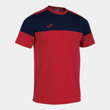 Joma Crew V Cotton T-Shirt (Red/Dark Navy)