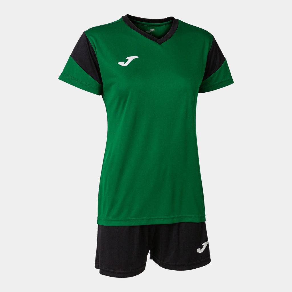 Joma Phoenix Ladies Shirt/Short Set (Green Medium/Black)