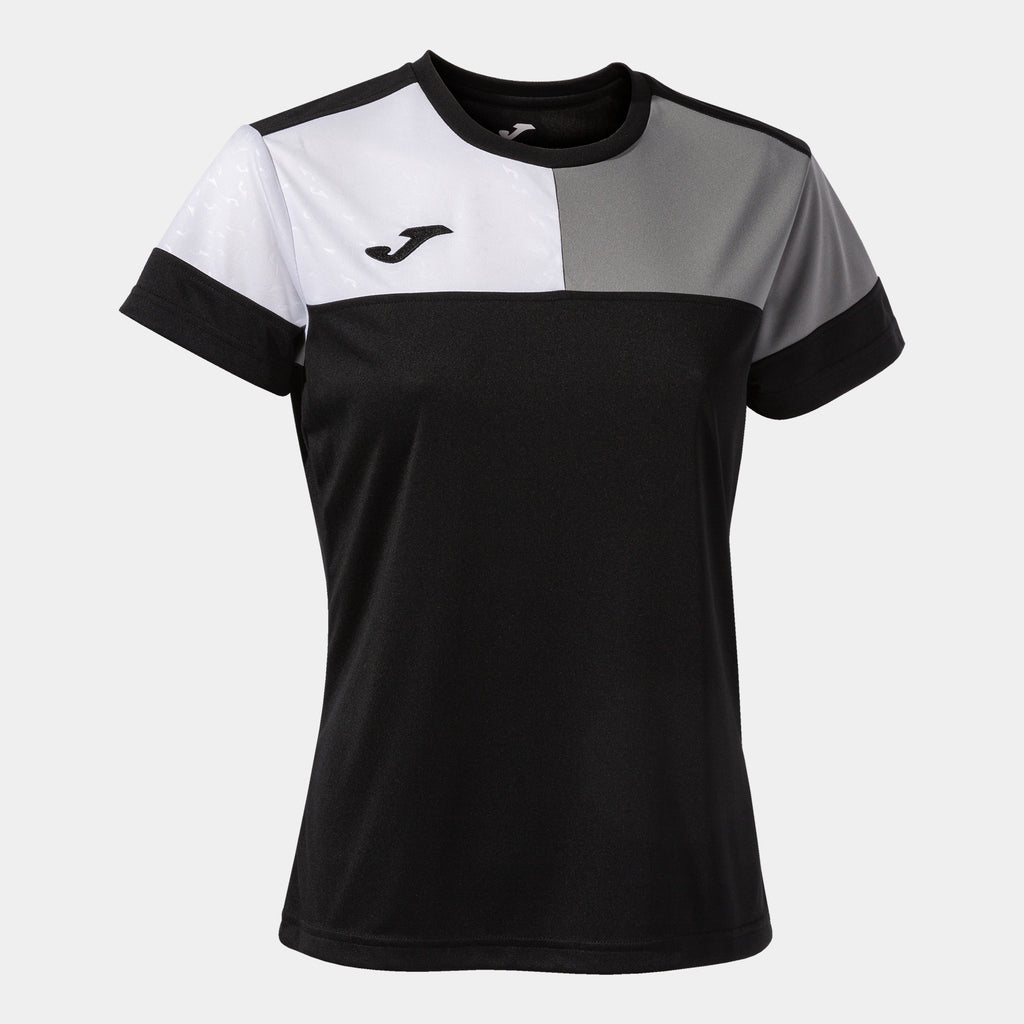 Joma Crew V Ladies SS Shirt (Black/Grey/White)