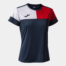 Load image into Gallery viewer, Joma Crew V Ladies SS Shirt (Dark Navy/Red/White)
