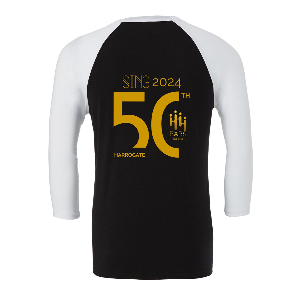 BABS 50 Baseball T-Shirt (Black/White)