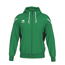 Load image into Gallery viewer, Errea Clancy Full Zip Hooded Top (Green/Black/White)