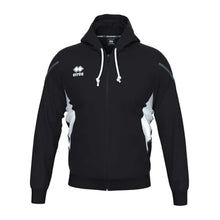 Load image into Gallery viewer, Errea Clancy Full Zip Hooded Top (Black/White)