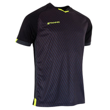 Load image into Gallery viewer, Stanno Volt SS Football Shirt (Black/Anthracite/Neon Yellow)