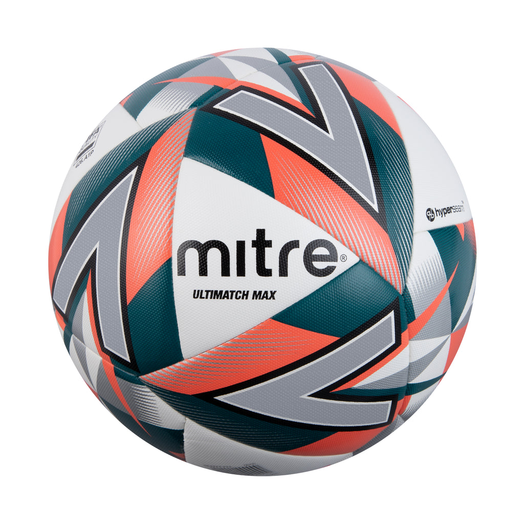 Mitre Ultimatch Max Match Football (White/Blood Orange/Pitch Green/Black)