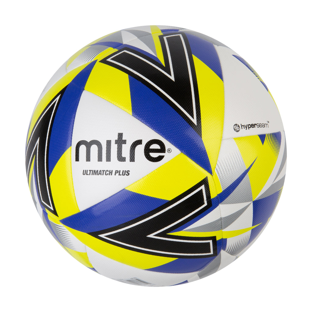 Mitre Ultimatch Plus Match Football (White/Dazzling Blue/Evening Primrose/Black)