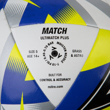 Load image into Gallery viewer, Mitre Ultimatch Plus Match Football (White/Dazzling Blue/Evening Primrose/Black)