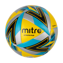 Load image into Gallery viewer, Mitre Ultimatch Plus Match Football (Yellow/Silver/Aqua Blue/Black)