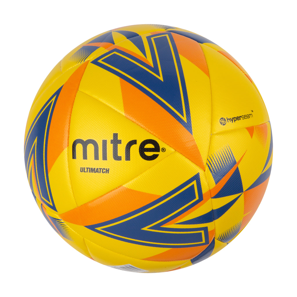 Mitre Ultimatch Match Football (Yellow/Royal Blue/Orange/Black)
