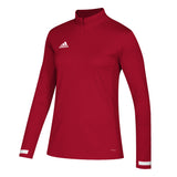 Adidas Women's T19 LS 1/4 Zip Top (Power Red)