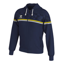 Load image into Gallery viewer, Errea Dragos Full-Zip Hooded Top (Navy/Yellow/White)