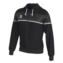 Load image into Gallery viewer, Errea Dragos Full-Zip Hooded Top (Black/Anthracite/White)