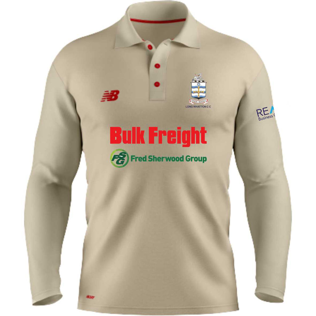 Long Whatton CC New Balance LS Cricket Shirt (Angora)