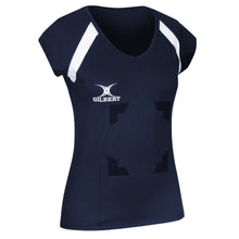 Load image into Gallery viewer, Gilbert Helix II Netball Match Top With Hook &amp; Loop (Navy)